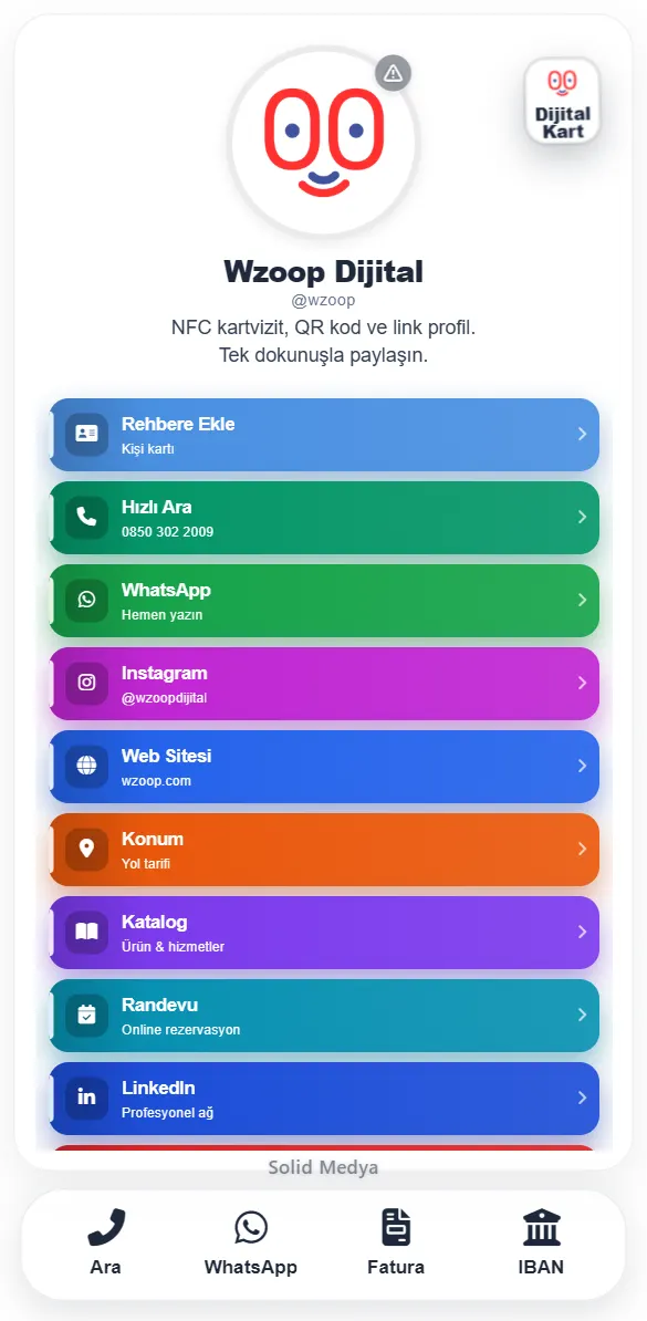 Wzoop profil teması örneği: Renkli Liste, Beyaz paleti