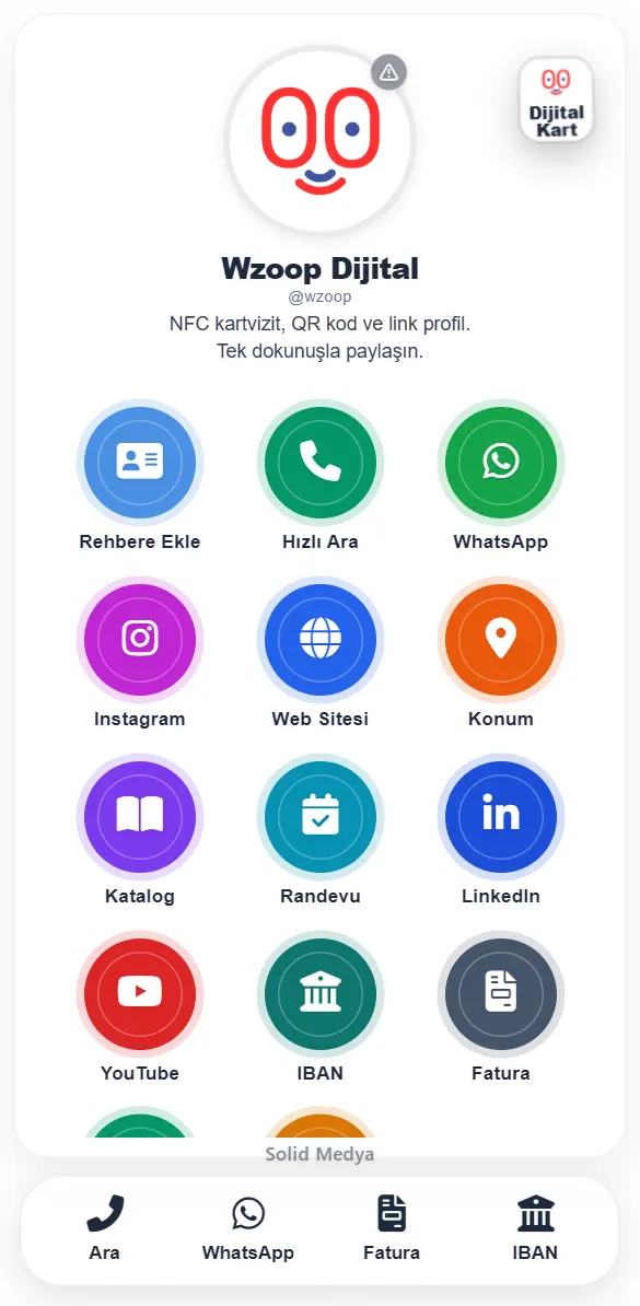 Wzoop profil teması örneği: Daire Izgara, Beyaz paleti